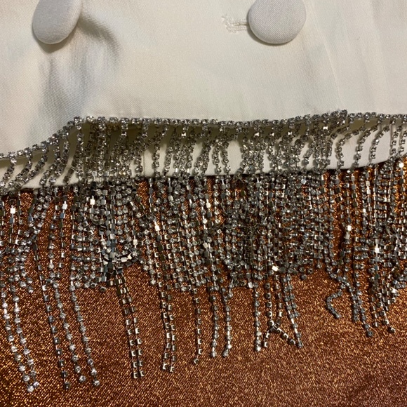 Culpos x Inc white rhinestone blazer vintage NWT Sz M - Picture 3 of 4